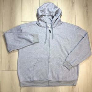 Hill Heavyweight Hoodie Mens 4XL Gray Full Zip Sweatshirt Fleece‎ Lined Casual